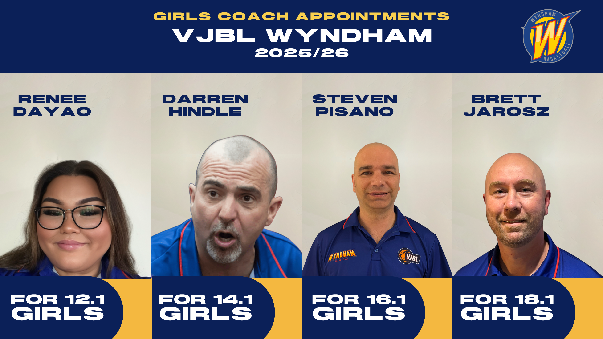 📣 VJBL Wyndham 2025/26 Girls Coaching Appointments